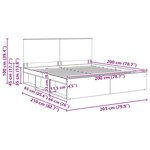 vidaXL Cadre de lit avec tête de lit Béton 200 x 200 cm Pin massif