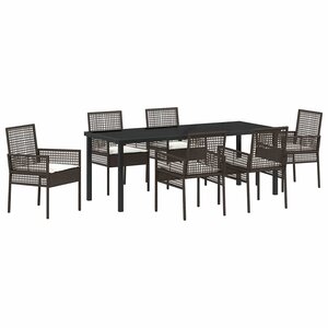 vidaXL Ensemble de salle à manger pour jardin 7 Pièces Marron polyrotin