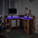 vidaXL Bureau avec lumières LED vieux bois bois d'ingénierie