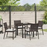 vidaXL Ensemble de salle à manger de jardin 5 pièces avec coussins en poly rotin marron