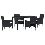vidaXL Ensemble de jardin 5 pièces en poly rattan noir