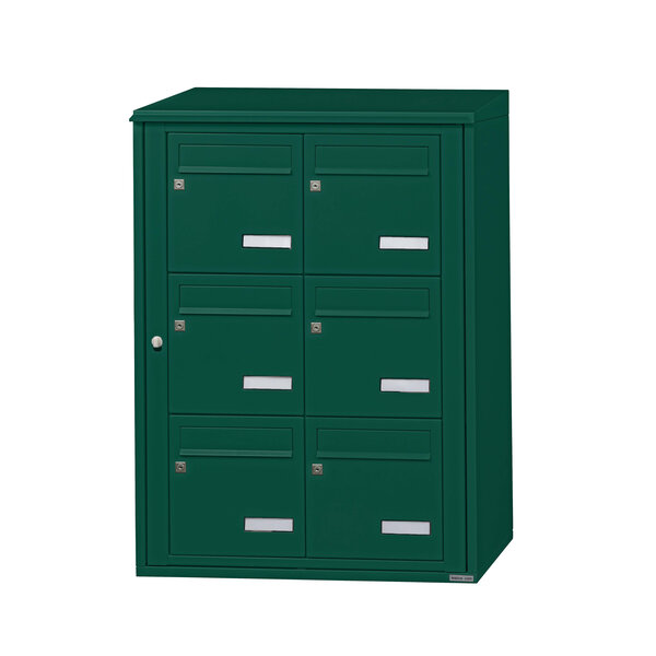 Bloc collectif Leabox  2x3  grade 3  simple face  extérieur  fixation murale  vert mousse ral 6005 finition brillante