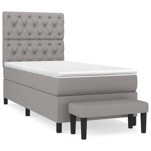 vidaXL Sommier à lattes de lit avec matelas Gris clair 80x200 cm Tissu