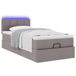 vidaXL Lit ottoman avec matelas et LED taupe 90x200 cm tissu