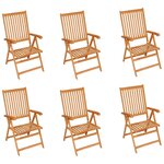vidaXL Chaises de jardin lot de 6 avec coussins bleu Bois teck massif
