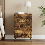 vidaXL Cabinet de chevet avec tiroir Chêne fumé 43 x 41 x 66 5 cm