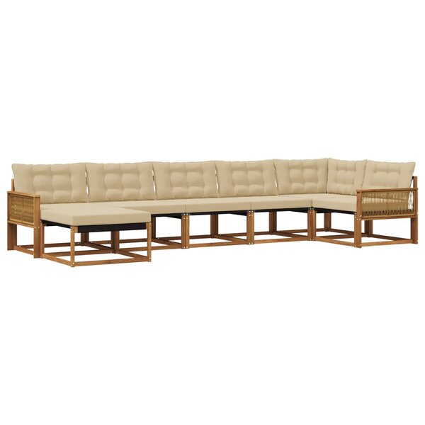 vidaXL Ensemble de canapés d'extérieur 7 pc Naturel et Beige
