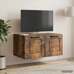 vidaXL Meuble TV mural Chêne fumé 59 5 x 41 x 30 cm Bois d'ingénierie