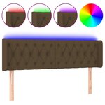 vidaXL Tête de lit à LED Marron foncé 163x16x78/88 cm Tissu