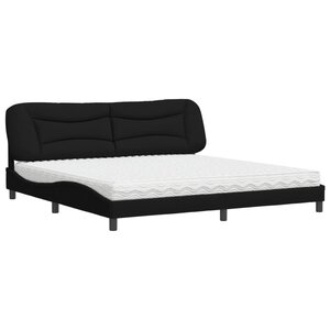vidaXL Lit avec matelas Hvar noir 200x200 cm tissu
