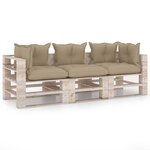 vidaXL Canapé palette de jardin 3 places et coussins bois de pin