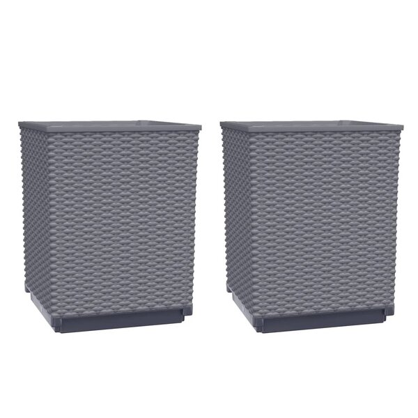 vidaXL Jardinières 2 Pièces gris foncé 30x30x37 cm polypropylène