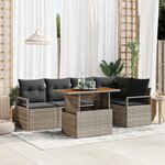 Ensemble de 6 pièces de canapé de jardin avec coussins gris en rattan synthétique