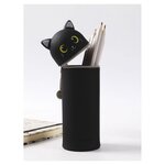Trousse en Silicone Souple 2-en-1 - chat noir