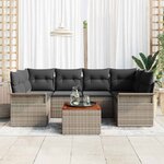 vidaXL Ensemble de canapé de jardin Manuel 7 Pièces Gris 55 x 55 x 37 cm