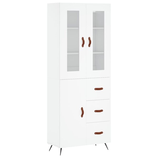vidaXL Buffet haut Blanc 69 5x34x180 cm Bois d'ingénierie