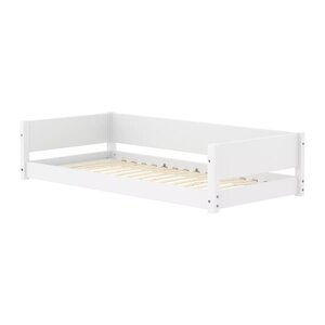 Flexa WHITE Lit Montessori bas 90 x 200 cm Avec barriere arriere Blanc