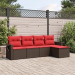 vidaXL Salon de jardin avec coussins 5 Pièces marron résine tressée