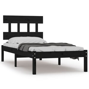 vidaXL Cadre de lit Noir Bois massif 100x200 cm