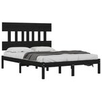 vidaXL Cadre de lit sans matelas noir 140x190 cm bois massif