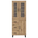 vidaXL Haut Armoire 2 Pièces Chêne artisanal Bois Aggloméré et Verre