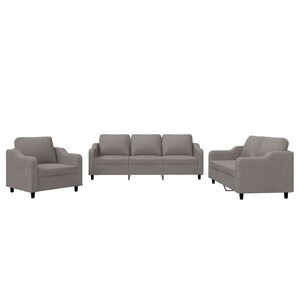 vidaXL Ensemble de canapés 3 Pièces avec coussins Taupe Tissu