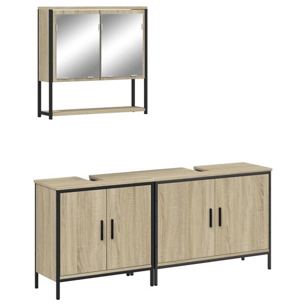 vidaXL Ensemble de meubles de salle de bain 3 Pièces chêne sonoma