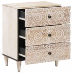 vidaXL Armoire de lit Blanc 50 x 33 x 60 cm Bois de mangue massif