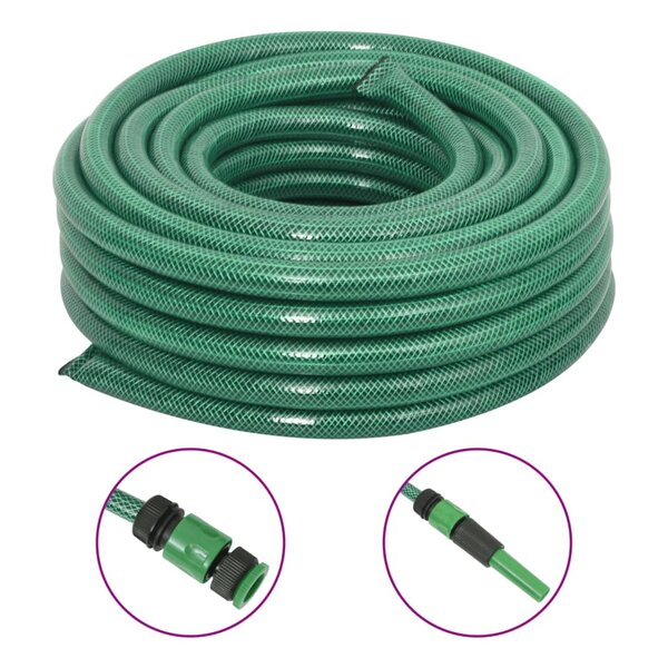 vidaXL Tuyau d'arrosage avec jeu de raccords vert 0 75" 50 m PVC