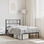 vidaXL Cadre de lit métal avec tête de lit noir 100x200 cm
