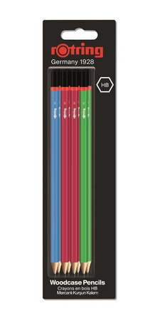 rOtring, Set de 8 Crayons en bois HB : Bleu x 2, Vert x 2, Rouge x 4
