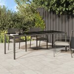Vidaxl table de jardin gris 250x100x75 cm verre trempé et poly rotin