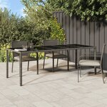 vidaXL Table de jardin Gris 250x100x75 cm Verre trempé et poly rotin