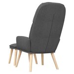 vidaXL Chaise de relaxation avec tabouret Gris foncé Tissu