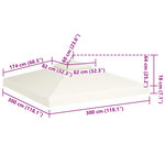 vidaXL Recouvrement de remplacement d'auvent 310 g/m² 3x3m Blanc crème