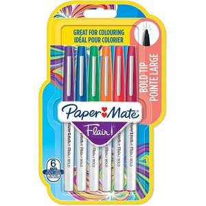 Stylo feutre Flair BOLD  blister de 6 Paper Mate