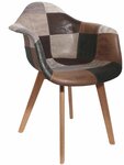 Fauteuil en bois et simili cuir Patchwork