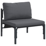 vidaXL Ensemble de canapé de jardin avec coussin 7 Pièces Noir Acier