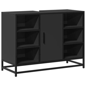 vidaXL Armoire lavabo de salle de bain noir 80x33x60cm bois ingénierie