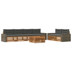 vidaXL Ensemble de canapés d'extérieur 7 Pièces Naturel et Anthracite