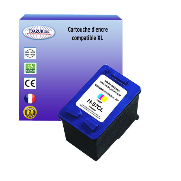 Cartouche compatible avec HP PhotoSmart 7268, 7345, 7350, 7445, 7450 remplace HP 57 - Couleur - 18ml - T3AZUR