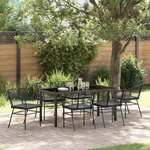 vidaXL Ensemble de salle à manger pour jardin 7 Pièces Noir polyrotin
