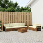 vidaXL Ensemble de canapés d'extérieur 7 pc Naturel et Crème