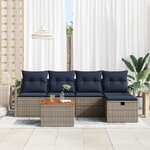 vidaXL Ensemble de canapé de jardin avec coussin 6 Pièces Gris Poly rotin