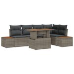 6 Pièces de Canapé de Jardin avec Coussins Gris Poly Rattan