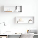 vidaXL Étagères murales cube 2 Pièces Blanc 60x15x23 cm Bois d’ingénierie