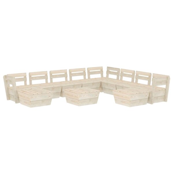Salon de jardin meuble d'extérieur ensemble de mobilier palette 11 pièces bois d'épicéa imprégné 02_0018347