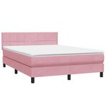 vidaXL Sommier à lattes de lit avec matelas et LED rose 160x210 cm velours