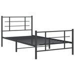 vidaXL Cadre de lit métal avec tête de lit/pied de lit noir 107x203 cm