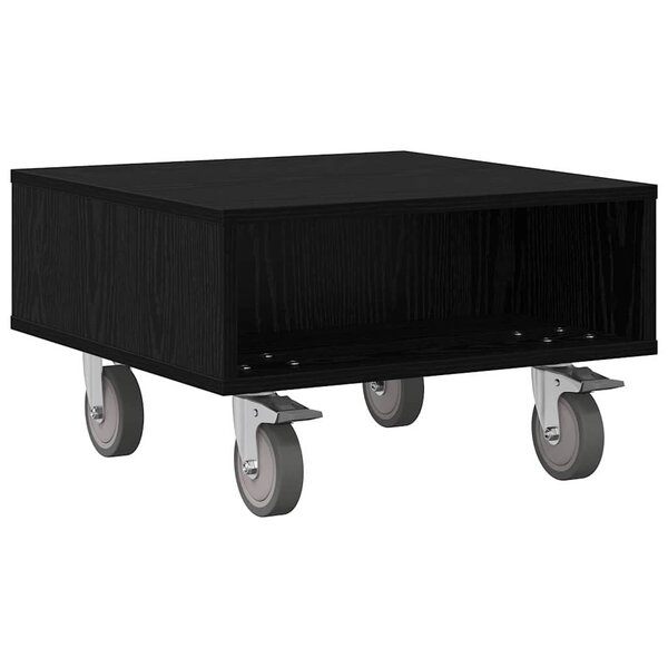 vidaXL Table d'appoint avec roues Chêne noir 50 5 x 50 x 30 cm
